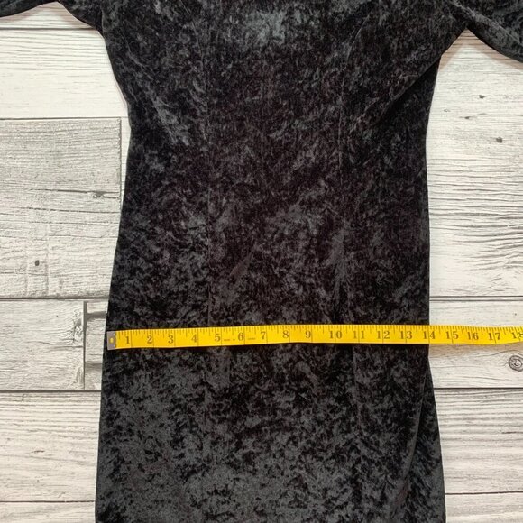 Vintage Black Crushed Velvet Fit and Flare Midi Witchy Dress - Picture 11 of 14